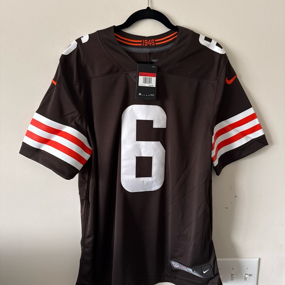 MEN’S NIKE BAKER MAYFIELD #6 CLEVELAND BROWNS VAPOR LMTD JERSEY SZ L - NWT